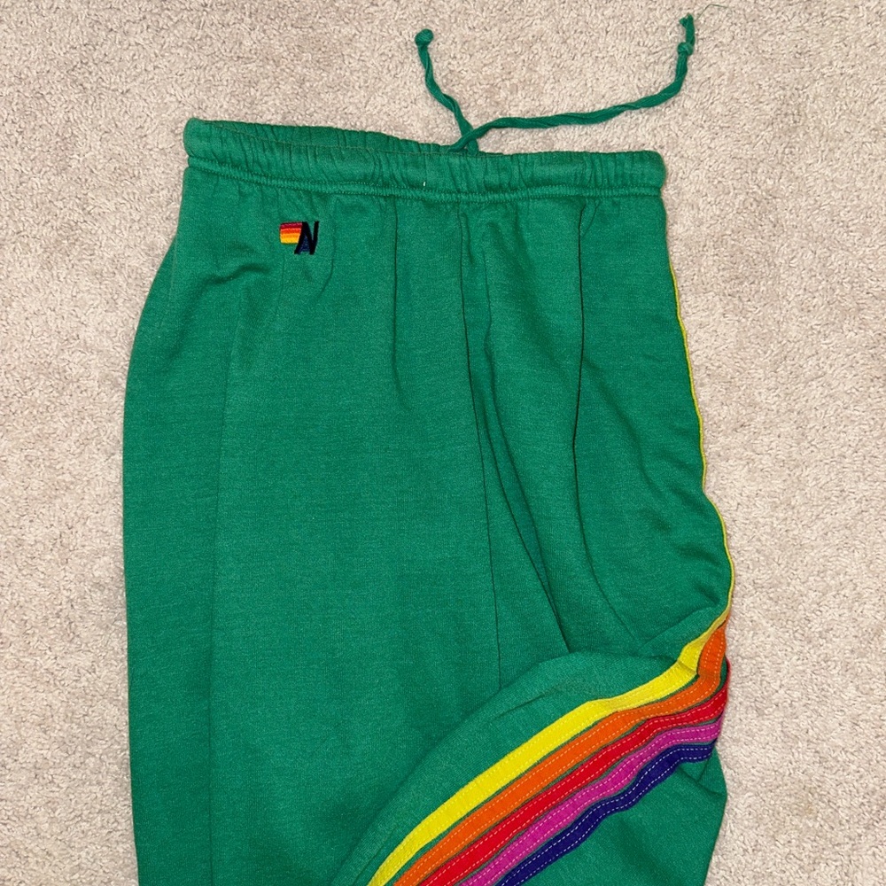 AVIATOR NATION 5 stripe sweatpants- GREEN
